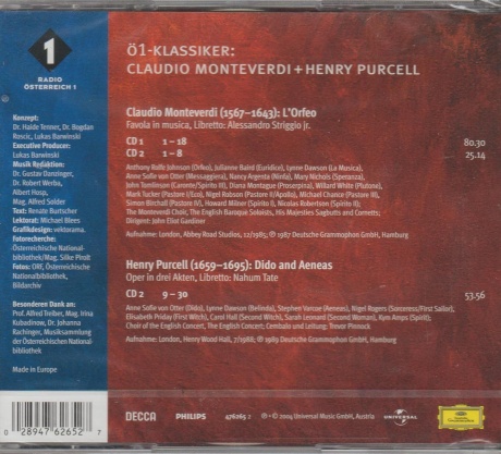 Музыкальный cd (компакт-диск) Monteverdi / Purcell обложка